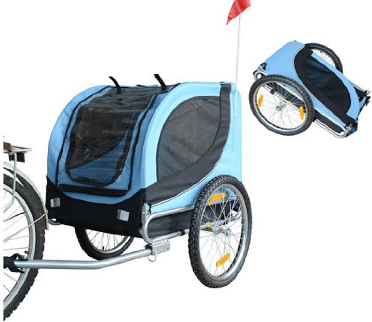 Paws Hondentrailer/Fietskar - Opvouwbaar -130 x 90 x 110 cm - Blauw