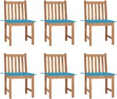Decoways - Tuinstoelen 6 stuks met kussens massief teakhout