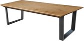 Eikenhouten tafel naturel met facetrand - slank u-poot onderstel - extra dik blad