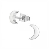 Aramat jewels ® - Titanium oorbellen maan titanium zilverkleurig 4x6mm