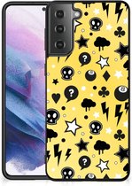Telefoon Hoesje Geschikt voor Samsung Galaxy S21 Plus Silicone Back Cover met Zwarte rand Punk Yellow