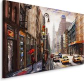 Schilderij - Straten van New York City, USA, Premium Print op Canvas