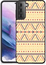 Telefoonhoesje Geschikt voor Samsung Galaxy S21 Plus Leuk Case met Zwarte rand Aztec Yellow