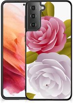 GSM Hoesje Geschikt voor Samsung Galaxy S21 Silicone Back Case met Zwarte rand Roses