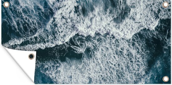 Affiche de jardin Vagues de la mer - Mousse - 80x40 cm - Décoration murale Extérieur - Affiche de jardin - Toile de jardin - Affiche de clôture - Peinture de jardin