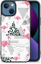GSM Hoesje Apple iPhone 13 Leuk TPU Back Cover met Zwarte rand Flamingo Triangle