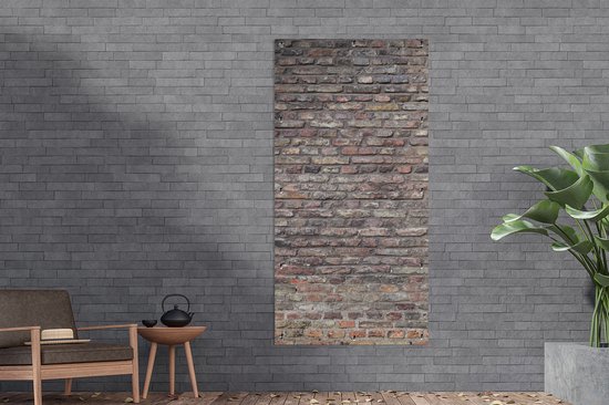 Affiche Clôture Brique - Grijs - Mur - 100x200 cm - Toile de jardin