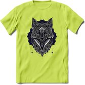 Vos - Dieren Mandala T-Shirt | Donkerblauw | Grappig Verjaardag Zentangle Dierenkop Cadeau Shirt | Dames - Heren - Unisex | Wildlife Tshirt Kleding Kado | - Groen - XL
