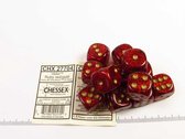 Chessex Glitter Ruby/gold D6 16mm Dobbelsteen Set (12 stuks)