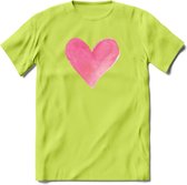 Valentijn Pastel waterverf Hart T-Shirt | Grappig Valentijnsdag Cadeautje voor Hem en Haar | Dames - Heren - Unisex | Kleding Cadeau | - Groen - M