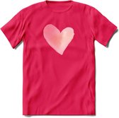 Valentijn Pastel waterverf Hart T-Shirt | Grappig Valentijnsdag Cadeautje voor Hem en Haar | Dames - Heren - Unisex | Kleding Cadeau | - Roze - XXL