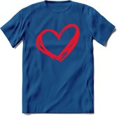 Valentijn Hart T-Shirt | Grappig Valentijnsdag Cadeautje voor Hem en Haar | Dames - Heren - Unisex | Kleding Cadeau | - Donker Blauw - M