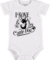 Baby Rompertje met tekst 'Cattledog' |Korte mouw l | wit zwart | maat 50/56 | cadeau | Kraamcadeau | Kraamkado