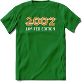 2002 Limited Edition T-Shirt | Goud - Zilver | Grappig Verjaardag en Feest Cadeau Shirt | Dames - Heren - Unisex | Tshirt Kleding Kado | - Donker Groen - M