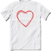 Valentijn Hart T-Shirt | Grappig Valentijnsdag Cadeautje voor Hem en Haar | Dames - Heren - Unisex | Kleding Cadeau | - Wit - 3XL