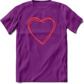 Valentijn Hart T-Shirt | Grappig Valentijnsdag Cadeautje voor Hem en Haar | Dames - Heren - Unisex | Kleding Cadeau | - Paars - L