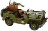 Tinnen model - Leger Jeep met wapens - Tweede Wereldoorlog - 13,6 cm hoog