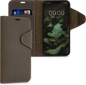 kalibri telefoonhoesje voor Apple iPhone 13 - Hoesje met pasjeshouder en standaard - bruin - Wallet case