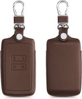 kwmobile étui à clés de voiture pour clé de voiture Renault Smartkey à 4 boutons (Keyless Go uniquement) - Étui à clés de voiture en marron foncé - Étui en cuir