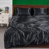 Luxe Dekbedovertrek Set - Zwart - 200cm × 200cm - 1 dekbedden - 2 kussenslopen - Slapen - Slaapkamer - Beddengoed - Hoeslaken