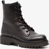 TwoDay leren dames veterboots - Zwart - Maat 40 - Echt leer