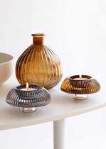 Mojave vaas / kandelaar - Glas & Metaal - Cognac