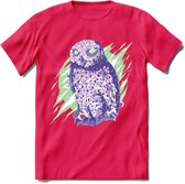 Dieren T-Shirt | Uil shirt Heren / Dames | Wildlife owl cadeau - Roze - XL