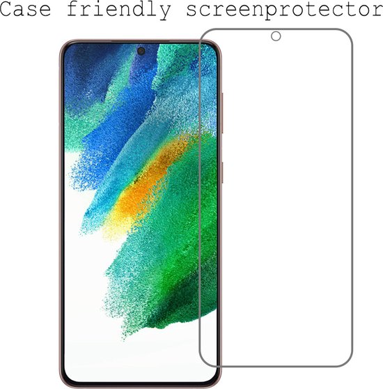 Samsung Galaxy S21 FE Case Bookcase 2x Screen Protector - Samsung Galaxy S21 FE Case Cover - Samsung Galaxy S21 FE Screen Protector 2x - Marron