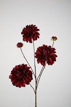 Kunstbloem - Dahlia - topkwaliteit decoratie - 2 stuks - zijden bloem - donkerrood - 90 cm hoog