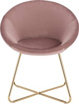 Eetkamerstoelen BH217rs-1 1x keukenstoel beklede stoel woonkamerstoel stoel, zitting van fluweel, gouden metalen poten, roze