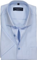 CASA MODA modern fit overhemd - korte mouwen - lichtblauw structuur (contrast) - Strijkvriendelijk - Boordmaat: 39