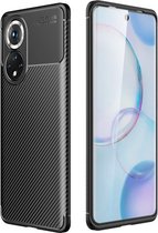 Honor 50 Hoesje Siliconen Carbon TPU Back Cover Zwart