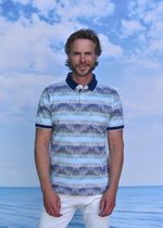 GCM poloshirt 24263 groen/wit/navy streep KM - L