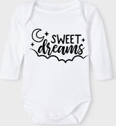 Baby Rompertje met tekst 'Sweet dreams' | Lange mouw l | wit zwart | maat 62/68 | cadeau | Kraamcadeau | Kraamkado