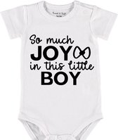 Baby Rompertje met tekst 'So much joy in this little boy' | Korte mouw l | wit zwart | maat 62/68 | cadeau | Kraamcadeau | Kraamkado