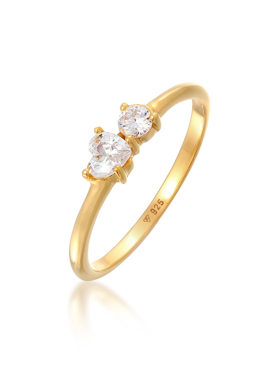 Elli - Ring - Dames Verlovingsring Hart met Zirkonia Kristallen in 925 Sterling Zilver - Dames