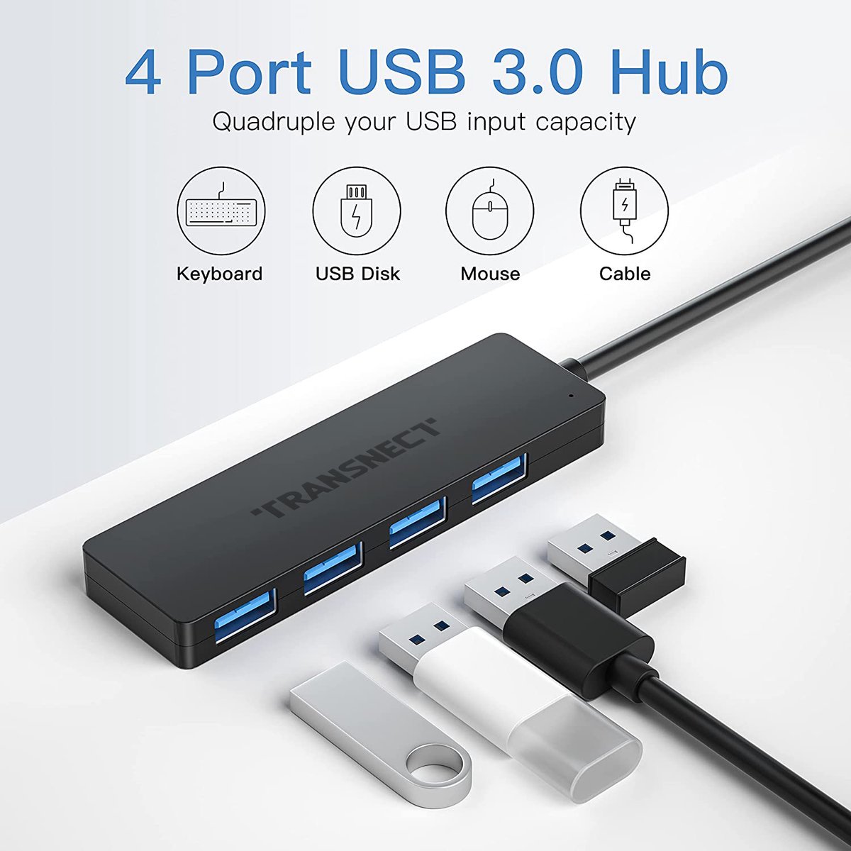 HUB USB 2.0 4 ports avec interrupteur marche/arrêt - CAPMICRO