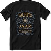 80 Jaar Legendarisch Gerijpt T-Shirt | Sky Blue - Ivoor | Grappig Verjaardag en Feest Cadeau Shirt | Dames - Heren - Unisex | Tshirt Kleding Kado | - Zwart - XL