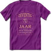 70 Jaar Legendarisch Gerijpt T-Shirt | Oud Roze - Ivoor | Grappig Verjaardag en Feest Cadeau Shirt | Dames - Heren - Unisex | Tshirt Kleding Kado | - Paars - XXL