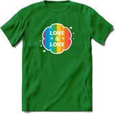 Love Is Love | Pride T-Shirt | Grappig LHBTIQ+ / LGBTQ / Gay / Homo / Lesbi Cadeau Shirt | Dames - Heren - Unisex | Tshirt Kleding Kado | - Donker Groen - M