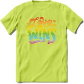 Love Wins | Pride T-Shirt | Grappig LHBTIQ+ / LGBTQ / Gay / Homo / Lesbi Cadeau Shirt | Dames - Heren - Unisex | Tshirt Kleding Kado | - Groen - XXL