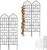 Relaxdays 4x klimplantenrek - zwart - metaal - plantensteun - plantenrek - 220 x 50 cm