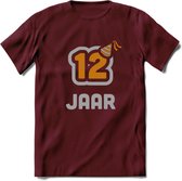 12 Jaar Feest T-Shirt | Goud - Zilver | Grappig Verjaardag Cadeau Shirt | Dames - Heren - Unisex | Tshirt Kleding Kado | - Burgundy - L