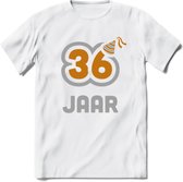36 Jaar Feest T-Shirt | Goud - Zilver | Grappig Verjaardag Cadeau Shirt | Dames - Heren - Unisex | Tshirt Kleding Kado | - Wit - M