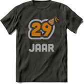 29 Jaar Feest T-Shirt | Goud - Zilver | Grappig Verjaardag Cadeau Shirt | Dames - Heren - Unisex | Tshirt Kleding Kado | - Donker Grijs - XL