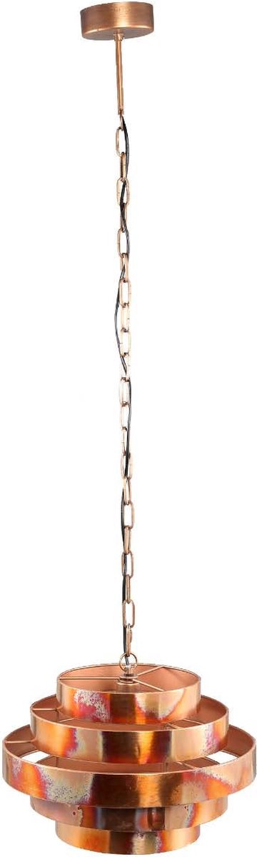 PTMD Zanth Ronde Hanglamp - H136 x Ø42 cm - Metaal - Koper