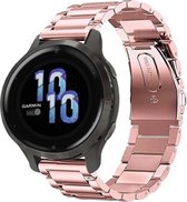 Stalen Smartwatch bandje - Geschikt voor  Garmin Venu 2s stalen band - 40mm - roze - Strap-it Horlogeband / Polsband / Armband