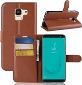 LuxeBass Hoesje geschikt voor Samsung Galaxy J6 (2018) - Bookcase Bruin - portemonnee hoesje - telefoonhoes - gsm hoes - telefoonhoesjes