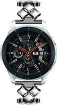 Stalen Smartwatch bandje - Geschikt voor Strap-it Steel Diamond Samsung Galaxy Watch 46mm bandje - zwart - Strap-it Horlogeband / Polsband / Armband