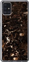 Geschikt voor Samsung Galaxy A52 5G hoesje - Marmer print - Zwart - Goud - Siliconen Telefoonhoesje